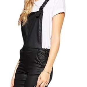 Vero Moda Black Coated Overalls Jumpsuit